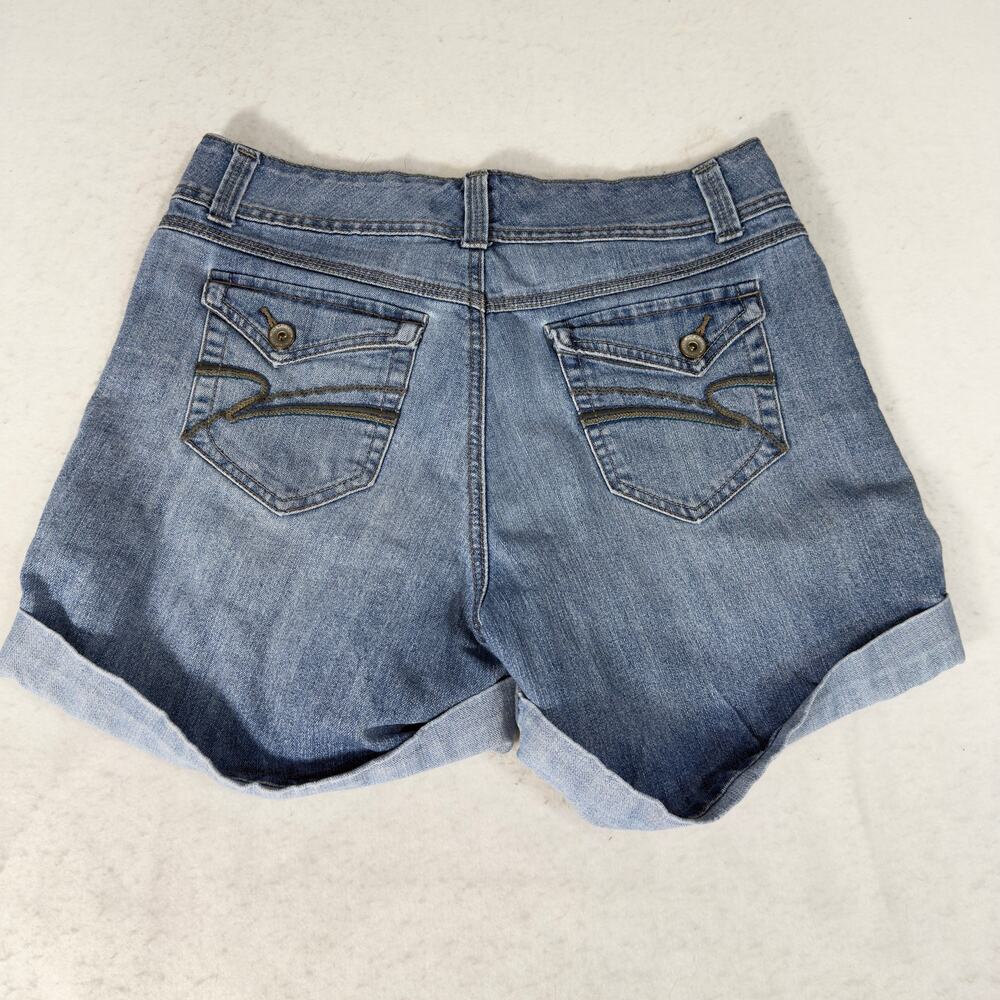 Nine West Women Denim Shorts Size 8 Waist 28 Blue Cuffed Stretch Button Detail - Picture 12 of 16